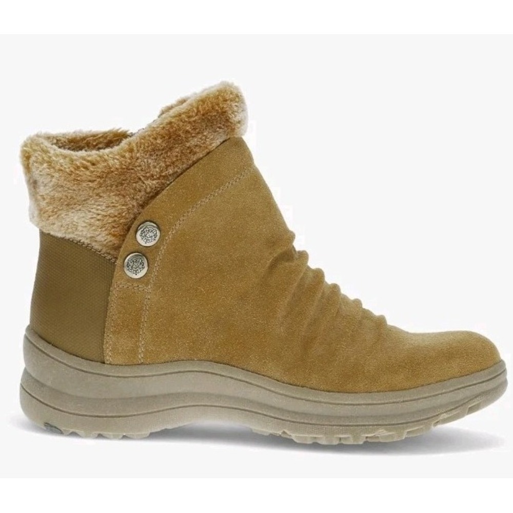 Baretraps Aeron Faux Shearling Ankle Booties Beige Metal Detail Size 7